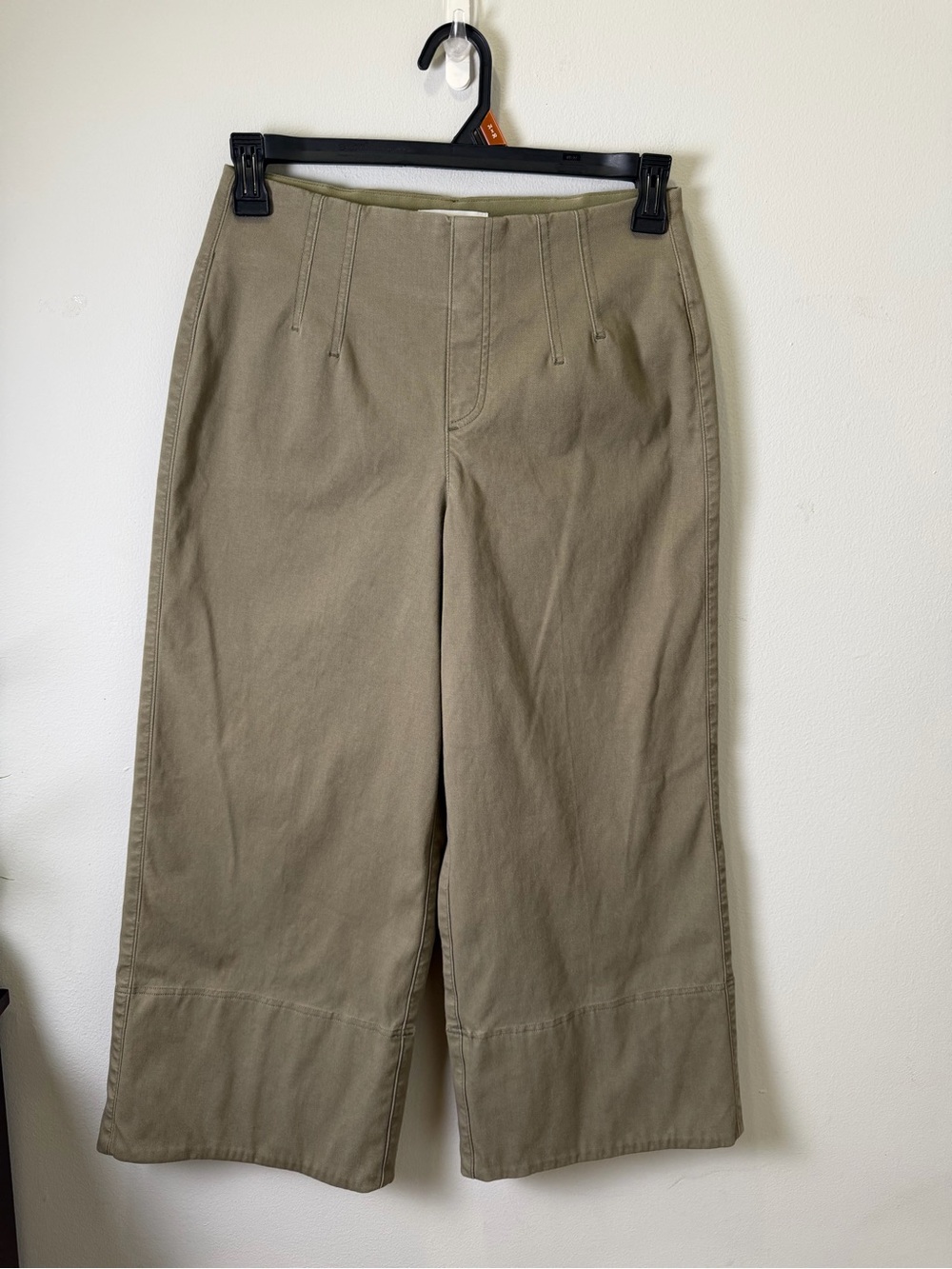 SPANX Stretch Twill Cropped Wide Leg Tuscan Olive Casual Pants , Size Medium - Picture 4 of 12